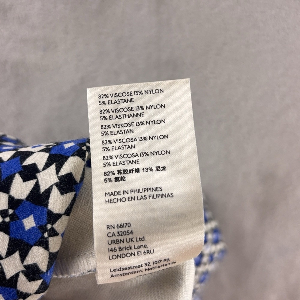 Anthropologie Maeve Flare Disco Pants Womens Size XS White Blue Geometric‎ - Picture 7 of 8
